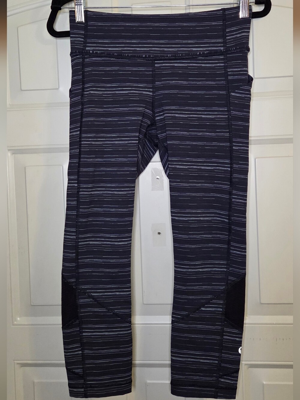 Lululemon - Pace Rival Striped Black & Gray Athletic Leggings